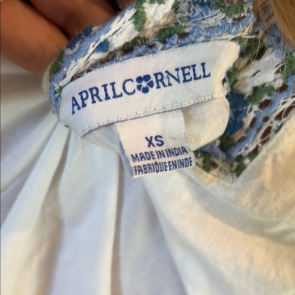 April Cornell White and Blue Women's Dress or Nightgown, with embroidery/lace - Picture 3 of 5